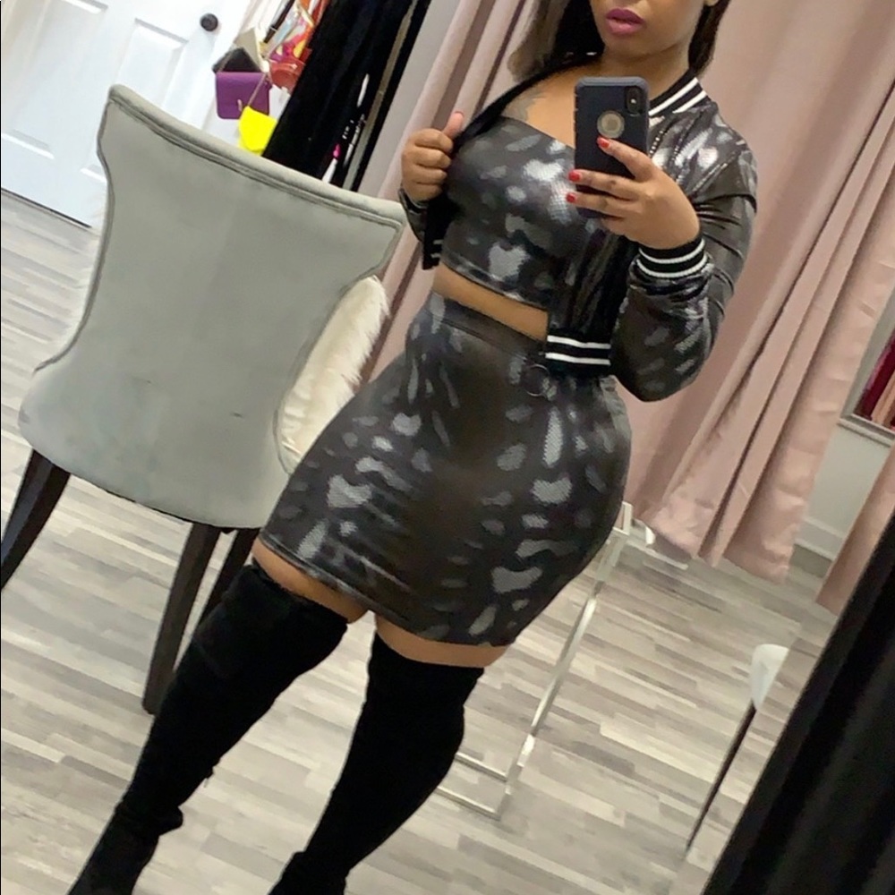 Three piece skirt and jacket set